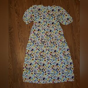 Floral Midi Dress with Puff Sleeves